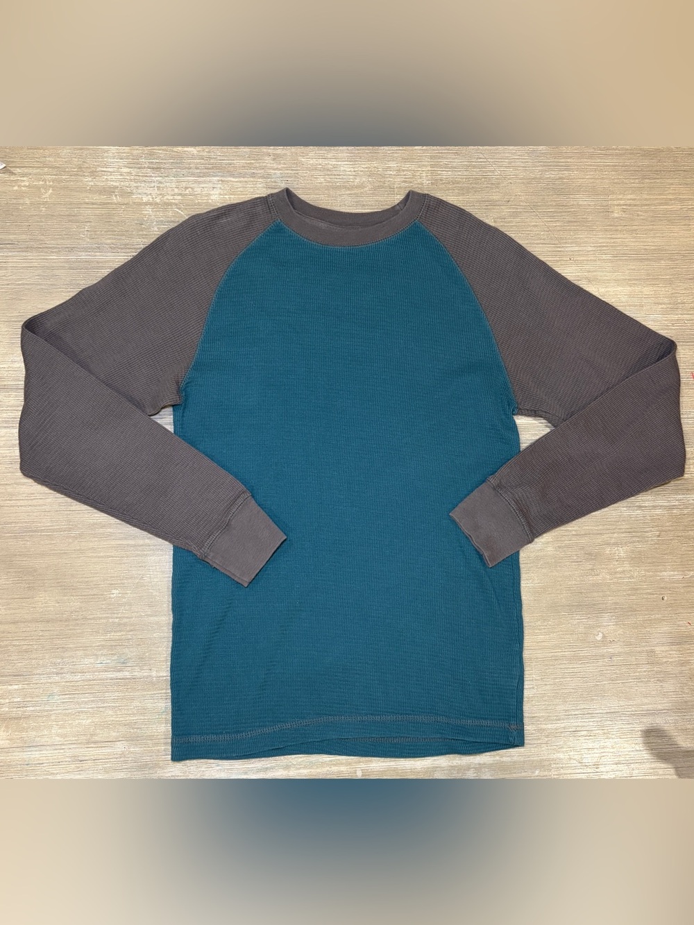 Redhead men’s Two-Tone thermal Raglan Sweater - Teal and Charcoal size smal